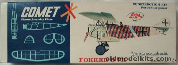 Comet Fokker D-VII - 12 inch Wingspan Flying Balsa Airplane Model, 3104-69 plastic model kit